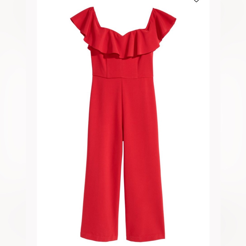 H&M Red off-the-shoulder jumpsuit
